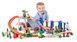 Деревянный поезд Woody с горкой и краном, игровой набор из 130 элементов 40*11,5*5,03, для детей от 2х лет 6337600 фото 1 Mams family