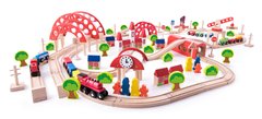 Залізничний комплекс Woody "Вокзал", ігровий набір із 130 елементів 40*11,5*5,26, для дітей від 3 -х років 6337604 Mams family