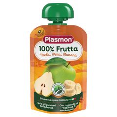 Пюре Plasmon из яблок, груш и бананов с витамином С для детей с 6 месяцев, 100г 1136124 Mams family
