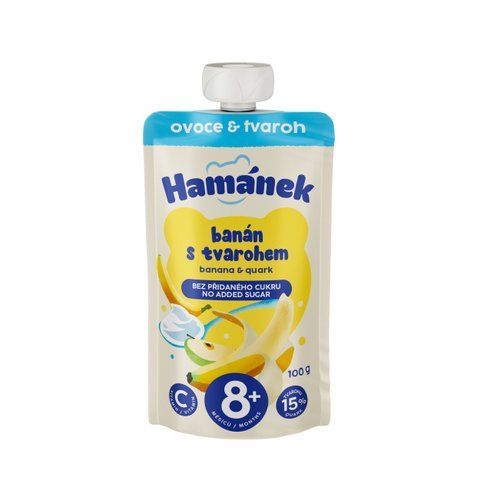 Детское пюре Hamanek (пауч) "Пюре из яблок и банана с сыром", от 8 месяцев, 100г 1215920 Mams family