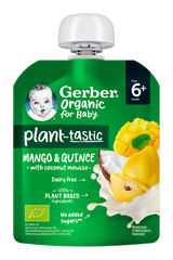 Пюре Gerber® Organic з манго, айвою та кокосовим мусом для дітей із 6 місяців, 80 г 1227094 Mams family