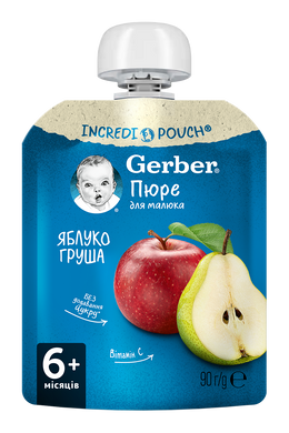 пюре Gerber яблуко груша від 6 місяців, 90г пауч 1227019 Mams family