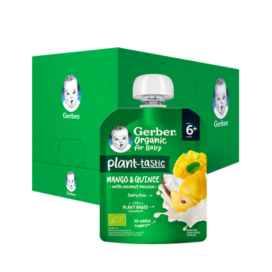 Пюре Gerber® Organic з манго, айвою та кокосовим мусом для дітей із 6 місяців, 80 г 1227094 Mams family