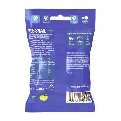 Фруктово-ягодный снек Bоb snail (Улитка Боб) "яблоко-черника", с 12 месяцев, 40 г 1740889 Mams family
