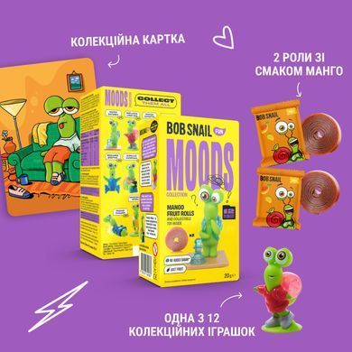 Набір фруктова цукерка Равлик Боб Bob Snail Fun Moods "Манго" та іграшка з карткою, 20 г 1740893 Mams family