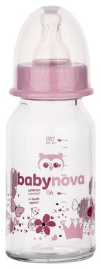Пляшка скляна Baby-Nova, "Декор", 120мл для дівчаток 3960333 Mams family