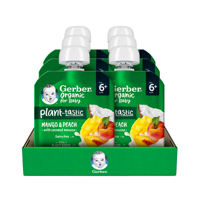 Пюре Gerber® Organic з манго, персиком та кокосовим мусом для дітей із 6 місяців, 80 г 1227096 Mams family