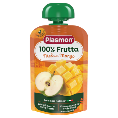 Пюре Plasmon з яблук та манго з вітаміном С від 6 місяців, 100г 1136128 Mams family