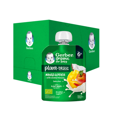 Пюре Gerber® Organic з манго, персиком та кокосовим мусом для дітей із 6 місяців, 80 г 1227096 Mams family