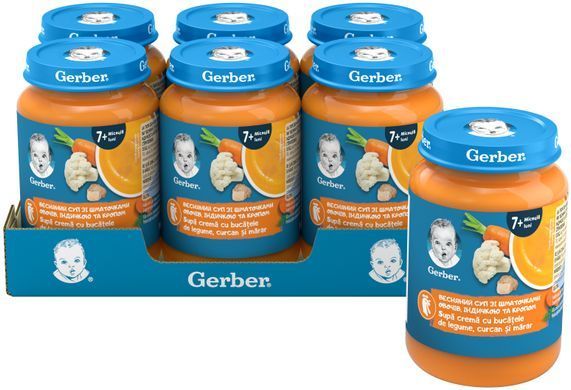 Пюре м'ясо-овочеве GERBER&reg; із шматочками "Весняний суп зі шматочками овочів, індичкою та кропопм", від 7 місяців, 190 г 1227381 Mams family
