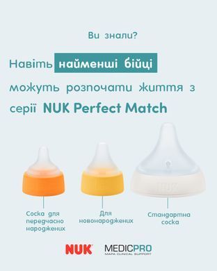 Соска силиконовая NUK MEDIC PRO Perfect Match для новородженных с завинчиваемым кольцом, размер 1, отверстие S, для грудного молока, смесей, воды, от рождения 3952541 Mams family