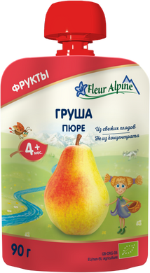 Детское фруктовое пюре пауч Fleur Alpine ORGANIC Груша, без сахара, с 4-х мес, 90 гр 1284003 Mams family