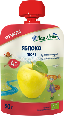 Детское фруктовое пюре пауч Fleur Alpine ORGANIC Яблоко, без сахара, с 4-х мес, 90 гр 1284004 Mams family