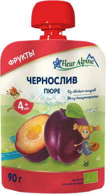 Дитяче фруктове пюре пауч Fleur Alpine ORGANIC Чорнослив, без цукру, з 4-х міс, 90 гр 1284005 Mams family