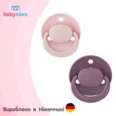 Пустышка латексная Baby-Nova круглая моно, 2шт, розовая и сиреневая, 0-24 месяца 3962033 Mams family