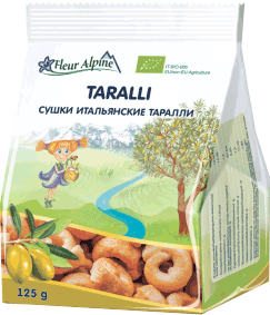 Дитячі Сушки Fleur Alpine ORGANIC італійські "ТАРАЛЛІ" на оливковій олії, без цукру, 125 гр 1684010 Mams family