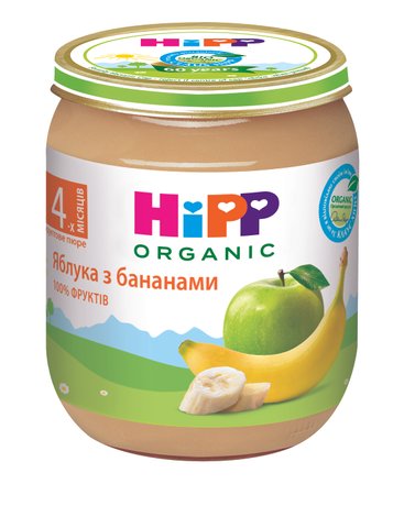 Дитяче фруктове пюре HiPP ORGANIC "Яблука з бананами", від 4-х міс, 125 гр 1223051 Mams family