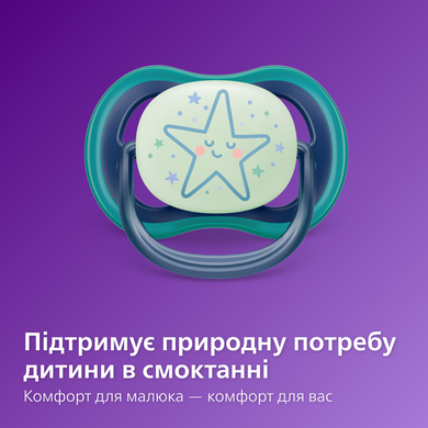 Пустышка силиконовая ночная Philips AVENT Ultra Air SCF376/13, 6-18 месяцев, 2 шт 3936438 Mams family