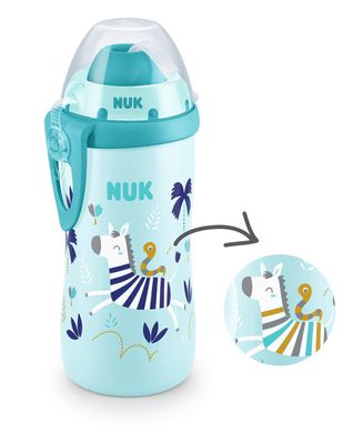 Поильник NUK Evolution Flexi Cup, с рисунком, который меняет цвет, 300 мл, зебра, голубой 3952425 Mams family