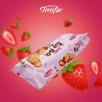 Рулет INSIFA BIG ROLL из бисквита и крема со вкусом клубники, безлактозное 240 г 1106006 Mams family