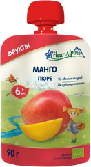Дитяче фруктове пюре Fleur Alpine ORGANIC Манго, без цукру, з 6-ти міс, 90 гр 1284010 Mams family