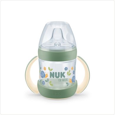 Бутылочка с ручками NUK FOR NATURE, силиконовая насадка, 150 мл, зеленая 3952721 Mams family