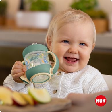 Бутылочка с ручками NUK FOR NATURE, силиконовая насадка, 150 мл, зеленая 3952721 Mams family