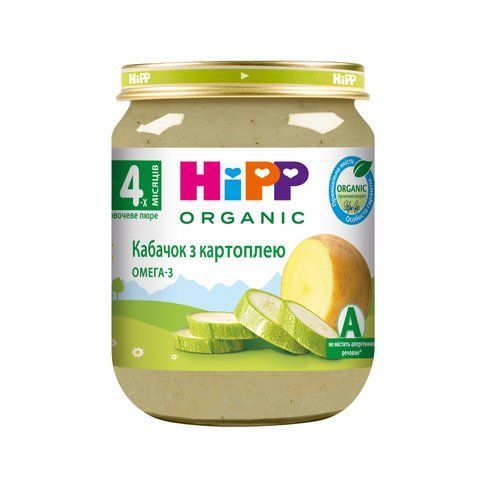 Детское овощное пюре HiPP ORGANIC "Кабачок с картофелем", с 4-х мес, 125 гр 1223090 Mams family
