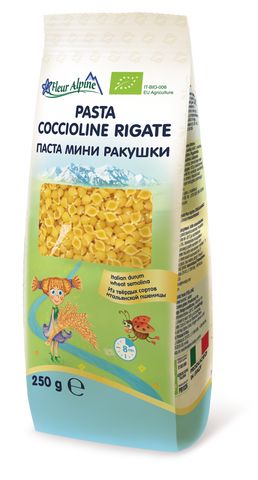 Макарони Fleur Alpine Оrganic РАКУШКИ міні (PASTA COCCIOLINE RIGATE), без яєць, 250гр 1584006 Mams family