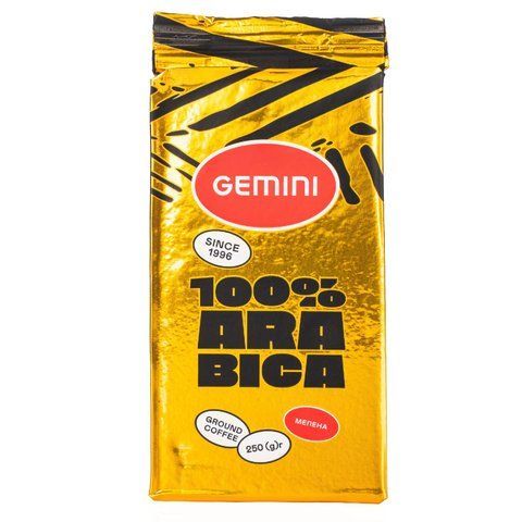 Кава мелена Gemini 100% Arabica, 250 г, 250 гр, Мелена, Арабіка, з кофеїном, Середній, Універсальний, Ніжна
