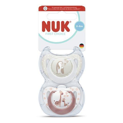 Пустышка силиконовая NUK First Choice, размер 1 (от 0 до 6 месяцев), пингвин/жираф, 2 шт 3954181 Mams family