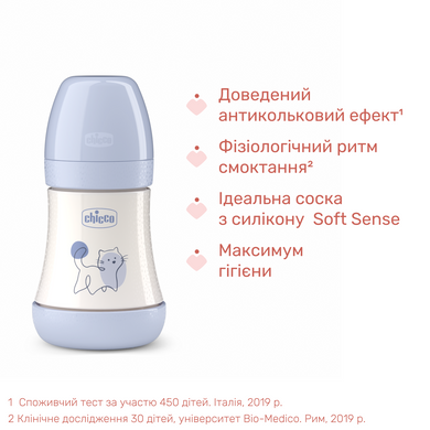 Пляшечка пластик Chicco PERFECT 5 Kitten, 150 мл, соска силікон, 0 м+ 3000570 Mams family