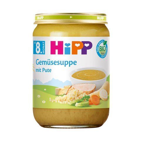Детское мясо-овощное пюре HiPP "Суп овощной с индейкой", от 8-ми мес, 190 гр 1999054 Mams family