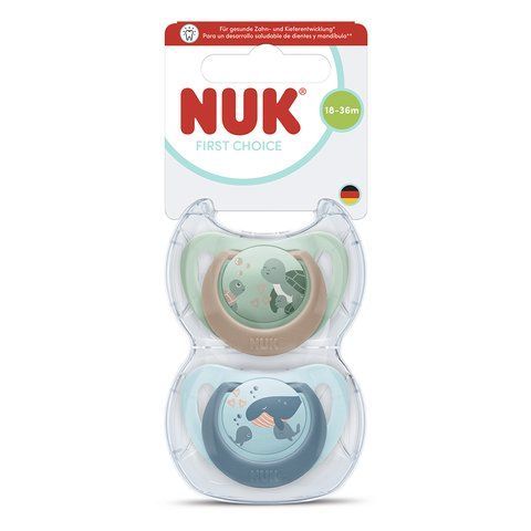 Пустушка силіконова NUK First Choice, розмір 3 (від 18 до 36 місяців), черепаха/кит , 2 шт 3954185 Mams family