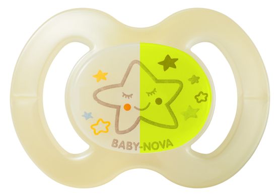 Пустышка силиконовая Baby-Nova , ортодонтичная ночная, размер 2, бежевая 3962485 Mams family