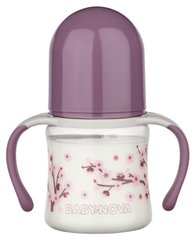 Навчальна Пляшка пластикова Baby-Nova з ручками, широке горлечко "Декор", 150мл Бузковая 3966383 Mams family