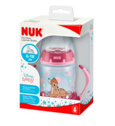 Бутылочка пластиковая обучающая с ручками NUK FС DISNEY BAMBI 150 мл, 6 месяцев+ с температурним режимом, силиконовая, М, р1 3952434 Mams family