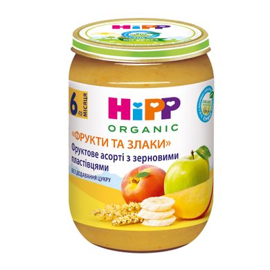 Детское пюре HiPP ORGANIC Фруктовое ассорти с зерновыми хлопьями, от 6-ти мес, 190 гр 1223361 Mams family