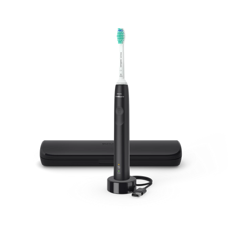 Електрична звукова зубна щітка Philips Sonicare HX3673/14, серія 3100, 31 тисяча коливань, чорний, 1 насадка, дорожній кейс 3930635 Mams family