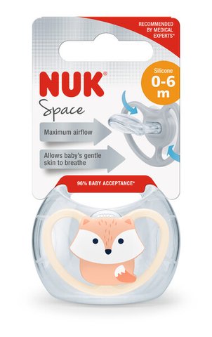 Пустушка ортодонтична NUK силіконова SPACE р1, лисичка 3952603 Mams family