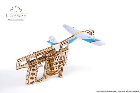 3D пазл UGEARS механический "Пускатель самолетов" 6336238 Mams family