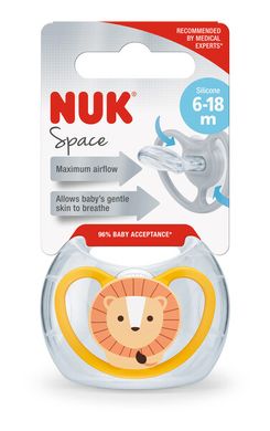 Пустышка ортодонтическая NUK силиконовая SPACE р2, львёнок 3952610 Mams family