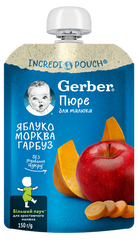 Фруктово-овочеве пюре Gerber® з яблук, моркви та гарбуза для дітей від 6 місяців, 150 г 1227057 Mams family