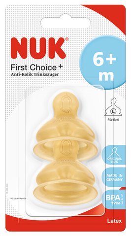 Соска з латексу NUK FIRST CHOICE Plus з отвором L, розмір 2, 6+ місяців, 2 шт в упаковці 3952906 Mams family