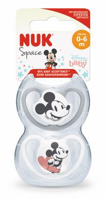 Пустышка ортодонтическая NUK силиконовая Space Mickey, размер 1, 2 шт в уп, для мальчика 3952414 Mams family