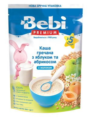 Детская каша молочная BEBI PREMIUM Гречневая с яблоком и абрикосом, без пальмового масла, с 5 мес, 200 гр 1105052 Mams family