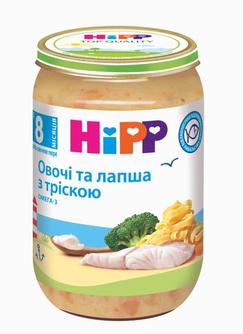 Детское рыбно-овочеве Дитяче пюре HiPP овочi та лапша з тріскою, 220 гр 1223742 Mams family