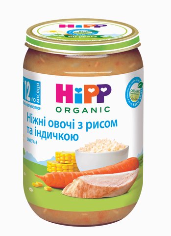 Дитяче м'ясо-овочеве Дитяче пюре HiPP iндичка з рисом и овочами, 220гр 1223811 Mams family