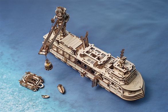 3D пазл UGEARS механічний "Науково-дослідницьке судно" 6336919 Mams family