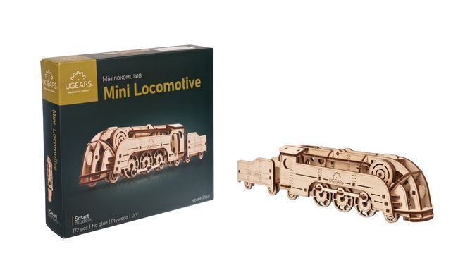 Механічний 3D пазл UGEARS "Мінілокомотив", 172 елементів, від 14 років 6330023 Mams family